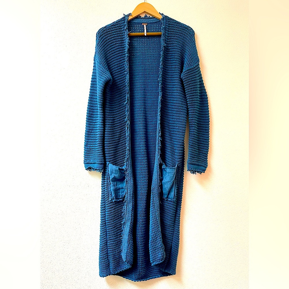 Free People Sweater Cardigan Boho Long Fringe Detail Cardigan Heavyweight